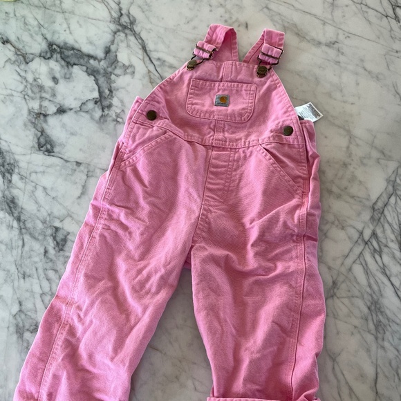 Carhartt Flannel-Lined Canvas Overalls in Rosebud 2T - Picture 1 of 5
